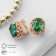 Earrings with rhinestones "Edel" oval classic, emerald color in pink gold