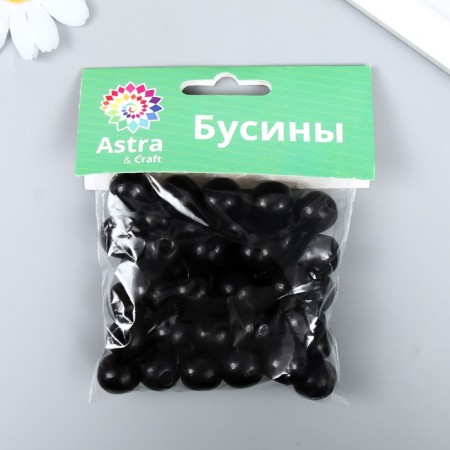 Set of wooden beads "Astra" round, 16 mm, 50 g, black-2
