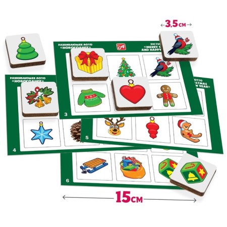 Lotto "New Year" 36 wooden chips + 6 cards + bag-2