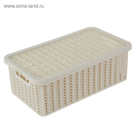 Storage basket with a “knitting” lid, 3 l, 26.5 × 15 × 10 cm, white color-5