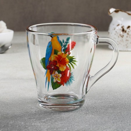 Glass Glass "Tropical Birds", 250 ml, MIX drawing-1