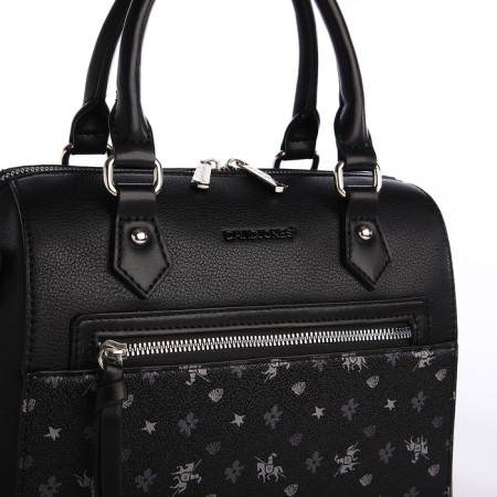 Women's bag on the zipper David Jones, 2 external pockets, black color-3