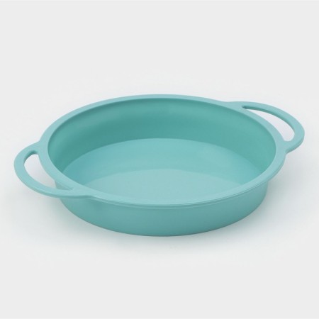 Silicone form for baking “Circle with handles”, 30.5 × 25 × 4.7 cm (inner diameter 24.7 cm), Biryuza color-1