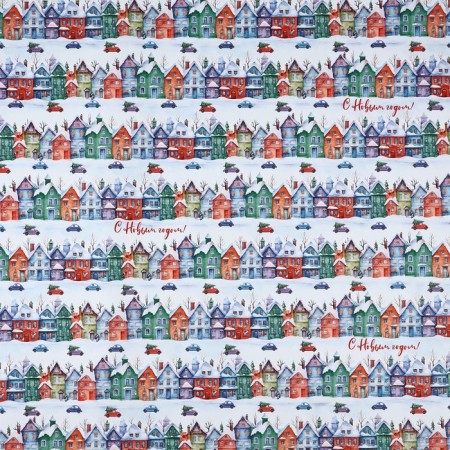 Packaging paper for the New Year craft "New Year's houses", 70 x 100 cm-2
