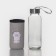 A glass bottle in a “paws” cover, 300 ml, h = 17 cm, pink color