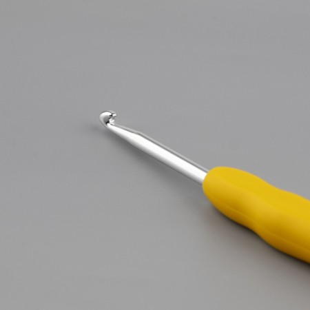 Knitting hook, with silicone handle, d = 3.5 mm, 14 cm, yellow color-3