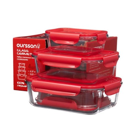 A set of glass containers Oursson 0.37/ 0.63/ 1/ 1.5 l, 4 pcs-2