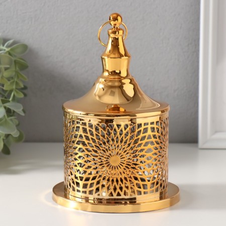 Summary metal per 1 candle "Flowering" gold d = 3.5 cm 12.5x12.5x19 cm-2