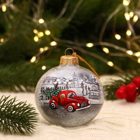 Christmas ball D-8 cm "Winter City" manual painting