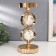 Summary Metal for 1 candle "Two white marble balls in the field" Gold 27x12x12 cm