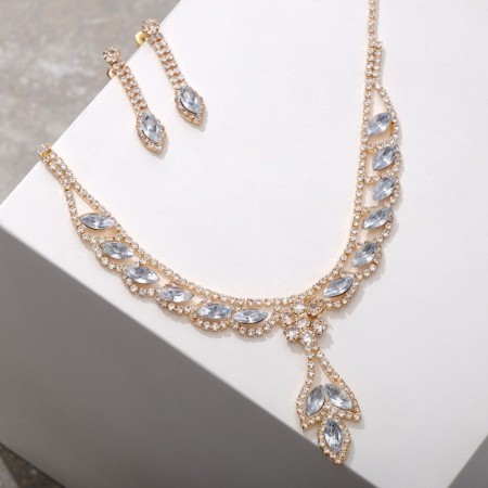 Set 2 objects: earrings, Kille "Listopad" rhombus, white color in gold, 45 cm