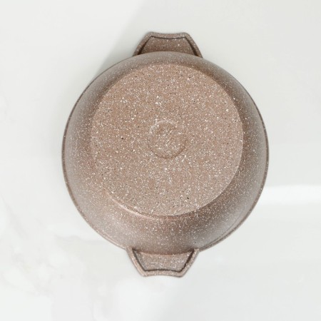 Pamper "Granite Brown", 3 l, d = 24 cm, h = 19.5 cm, glass cover, anti -stick coating, brown color-2