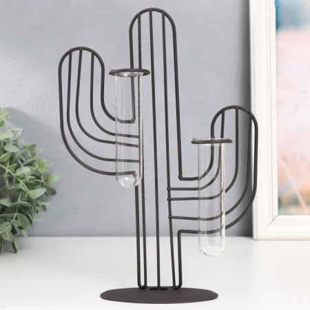 Decor metal, glass "Cactus" black 19x5.5x27 cm
