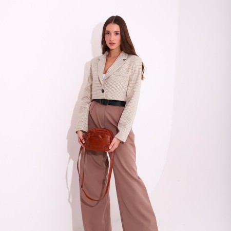 Cross-Bodi Bag on a zipper, brown color-7