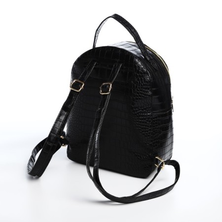 Women's backpack made of artificial leather with lightning, 1 pocket, black color-2
