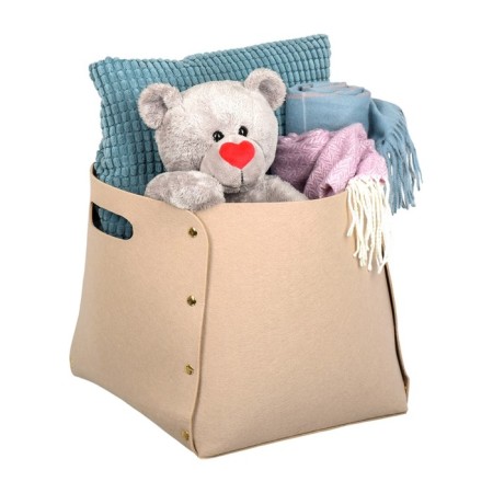QWERTY basket for storage, from felt, 27 l, beige color-4