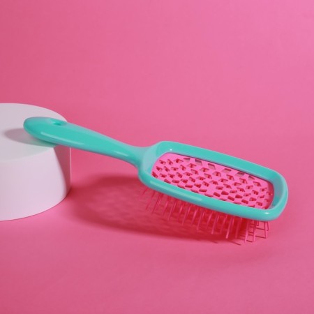 The comb is massage, wide, ventilated, 8.5 × 20.5 cm, PVC box, turquoise/pink color-7