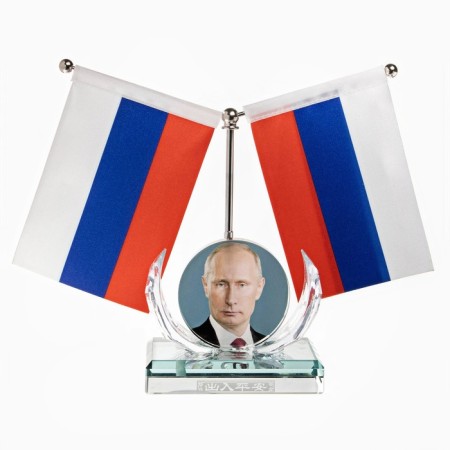 Flag "President" desktop, with two flags 8 x 11 cm, place for photo, 17 x 16.5 cm