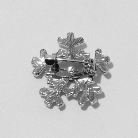 Brooch "Snowflake" mini, white color in silver-2