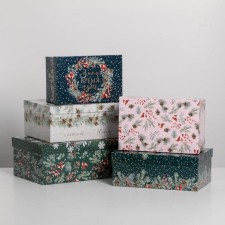A set of gift boxes 5 in 1 “Winter Time of Miracles”, 32.5 x 20 x 12.5 - 22 x 14 x 8.5 cm, New Year