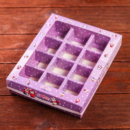 Packaging for sweets 12 pcs "New Year's Penguin", 19 x 14.5 x 3.5 cm-1