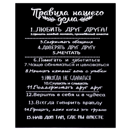Picture on the canvas "Rules of our house" 40x50 cm