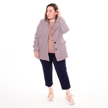 Female jacket, pink color, goose foot, size 52-2