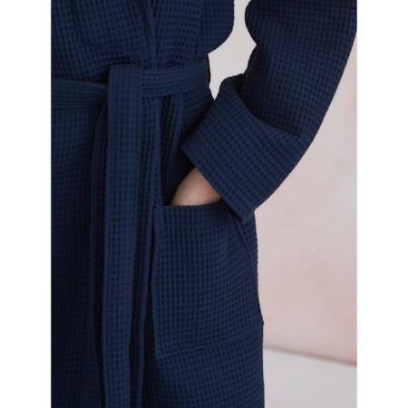 Unisex bathrobe Pamira, size l, blue color-7