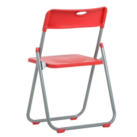 Folding chair on a metal frame, red-1