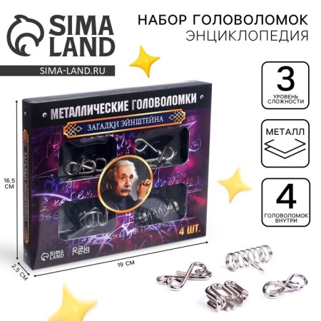 Metal puzzle “Einstein riddles”, set of 4 pcs.