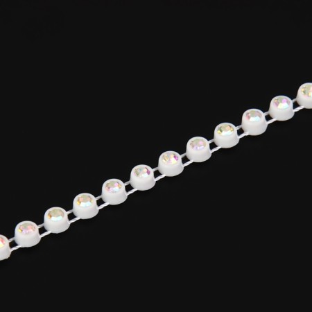 Rhinestones on threads, with holography, 4 mm, 9 ± 1 m, white color-2