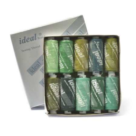 A set of household threads IDEAL 40/2, length 366 m, assorted color (green shades), 10 pcs in units-2