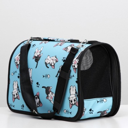 Bag - Animal Carrying "Playing Catets", Blue, Size S, 37.5 x 17 x 22 cm-4