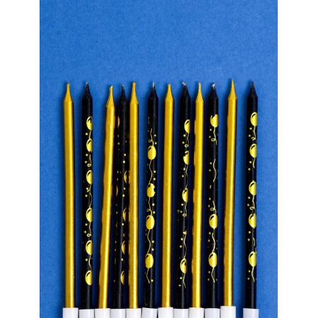 Set of candles for the cake "Airy balls", 12 pcs, gold and black-2