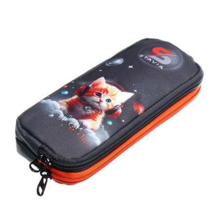 Penal soft, 2 compartments, volumetric, 90 x 220 x 40 mm, Stavia "Martian cat" Gray 86228-1