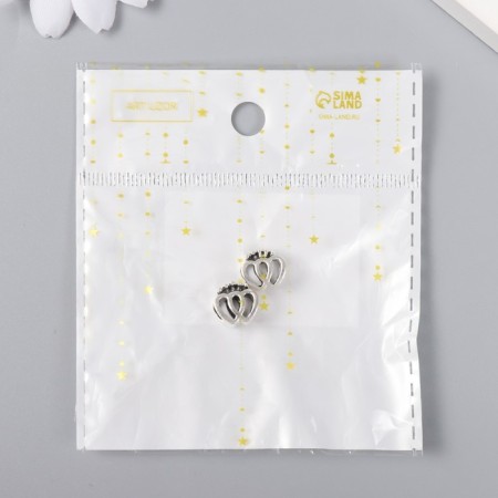 Bead for creativity Metal "Two hearts with a crown" silver 1x1 cm-3