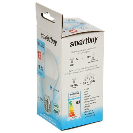 Smartbuy, E27, A60, 13 W, 4000 K, daylight white light lamp-1