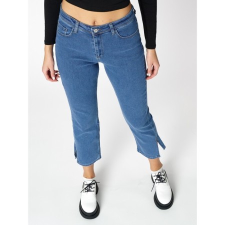 Women's cool jeans with a high -waist of blue, size 44-4