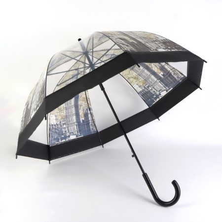 Umbrella - semi -automatic cane "Cities", 8 knitting needles, r = 40 cm, Mix drawing-2