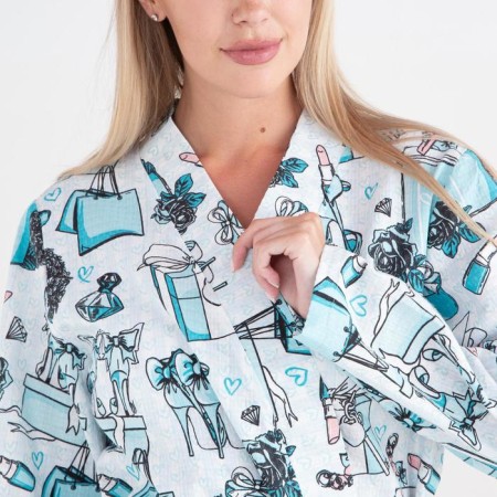 Women's robe elongated Ethel "Mint Mood", size 46-48, waffle 200g/m2, cotton-2