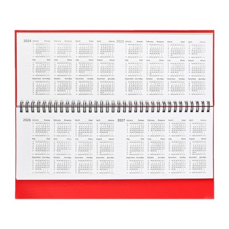 Dated planing 2025, 294 x 142mm 64 sheets, Attomex Orion, solid cover, boumvinyl with foam, foil embossing, block 70, red-6