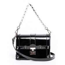 Bag Cross-Body Women's, genuine leather, Ludor black 19x9x13 cm