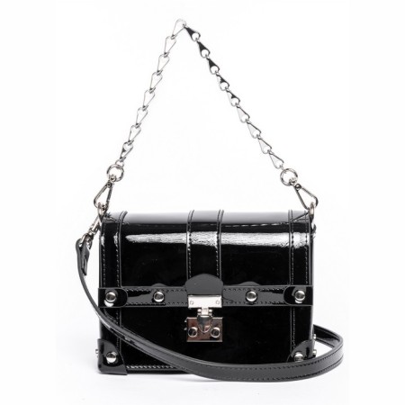 Bag Cross-Body Women's, genuine leather, Ludor black 19x9x13 cm