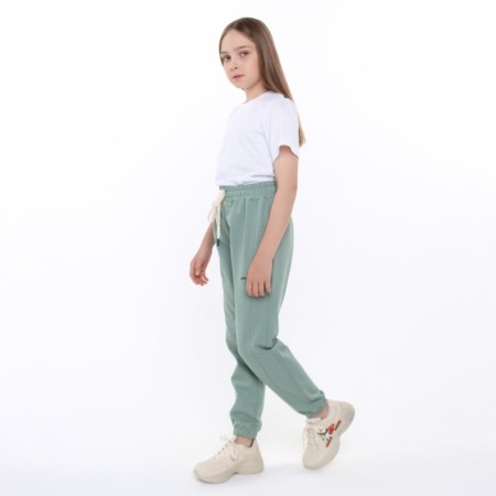 Sports pants for girls, color light green, height 146 cm-2