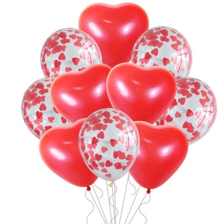 Airy ball 12 ", heart, red color, set of 50 pcs.-1