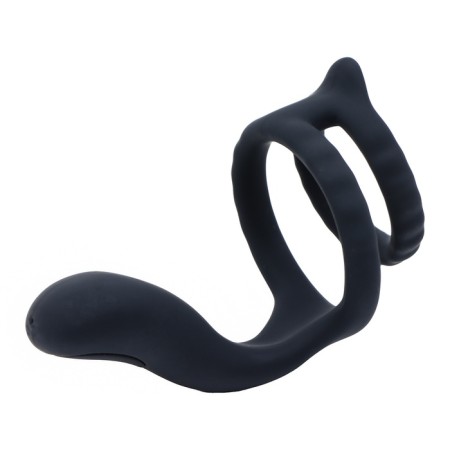 The erection ring of the oka-hoods, double, with vibration stimulation, Soft silicone, black-3