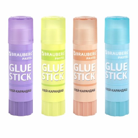 PVP 15 g glue Brauberg Pastel, 4pcs, blister 271250-3