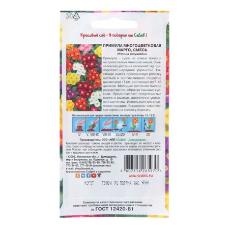 Семена цветов Примула "Марго",Евро, 0,1 г-1