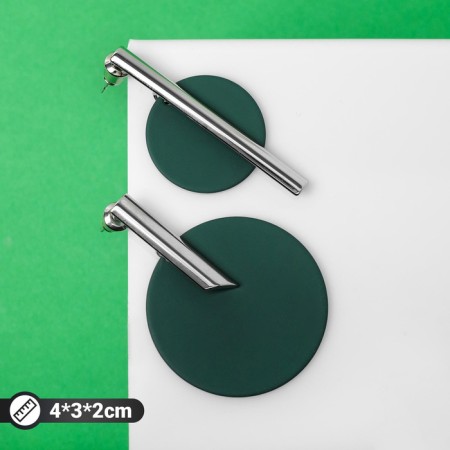 Earrings Assorted "Art" line, green color in silver