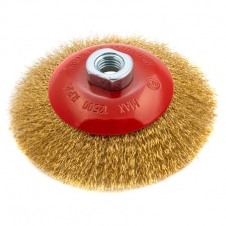 Matrix Ushm brush, d = 125 mm, M14, "plate", twisted wire, high -carbon steel